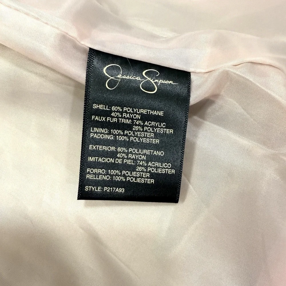Jessica Simpson Pink‎ Motor Cycle Faux Leather Fur Collar Jacket Youth 14/16 New